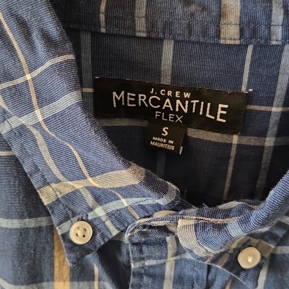 J Crew Mercantile Flex button up Plaid shirt Casual Business Layers Cotton Euc